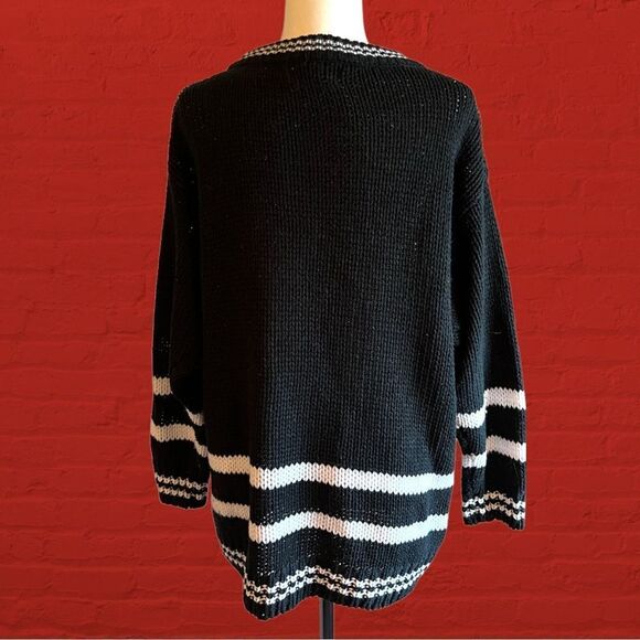 Vintage oversized knit sports sweater striped number 58 - Picture 4 of 9